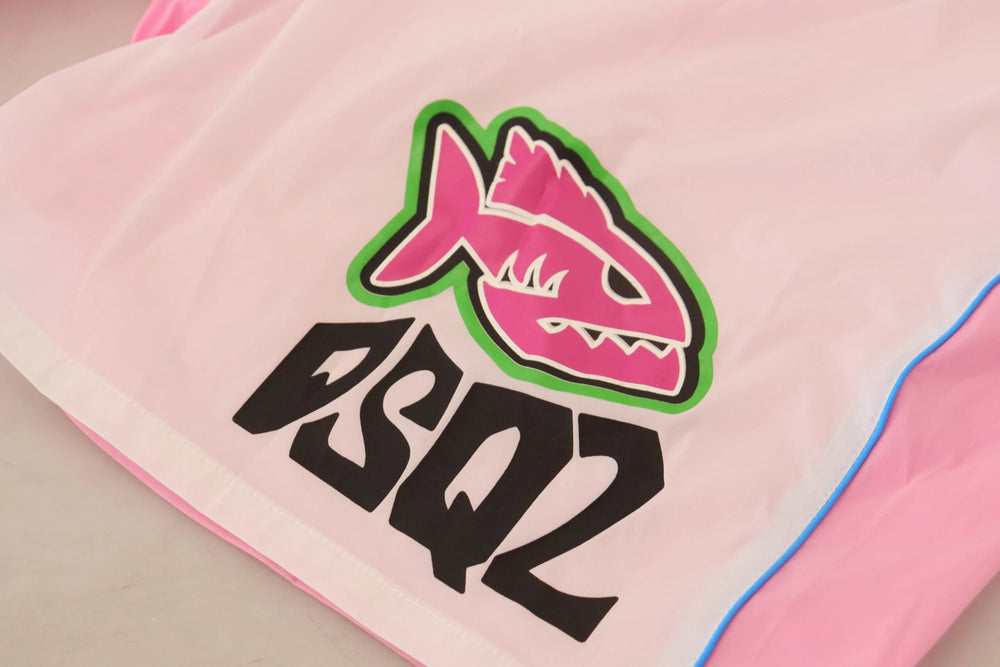 Dsquared² White Pink Logo Print Men Beachwear Shorts Swimwear - IT48 | M - Boardshorts