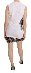 Dsquared² White Printed Crew Neck Sleeveless Bodycon Mini Dress - IT38|XS - Dresses