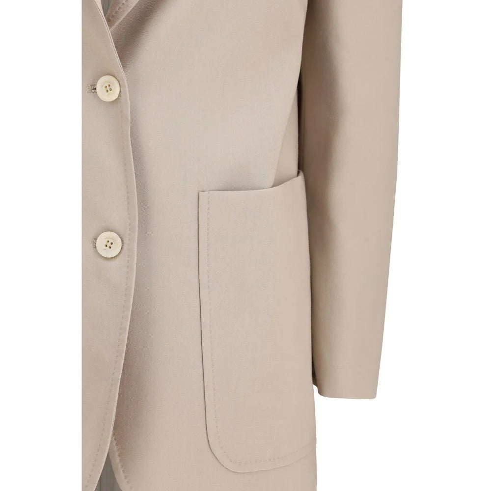Max Mara Beige Fleece Wool Blazer