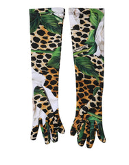 Dolce & Gabbana Multicolor Floral Leopard Elbow Length Women Gloves - 7|S