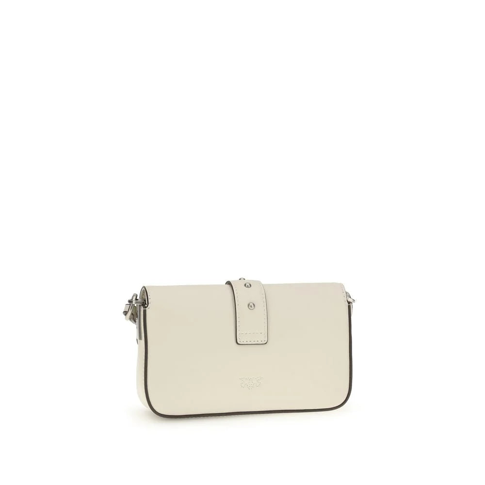 PINKO White Calf Leather Bos Taurus Shoulder Bag
