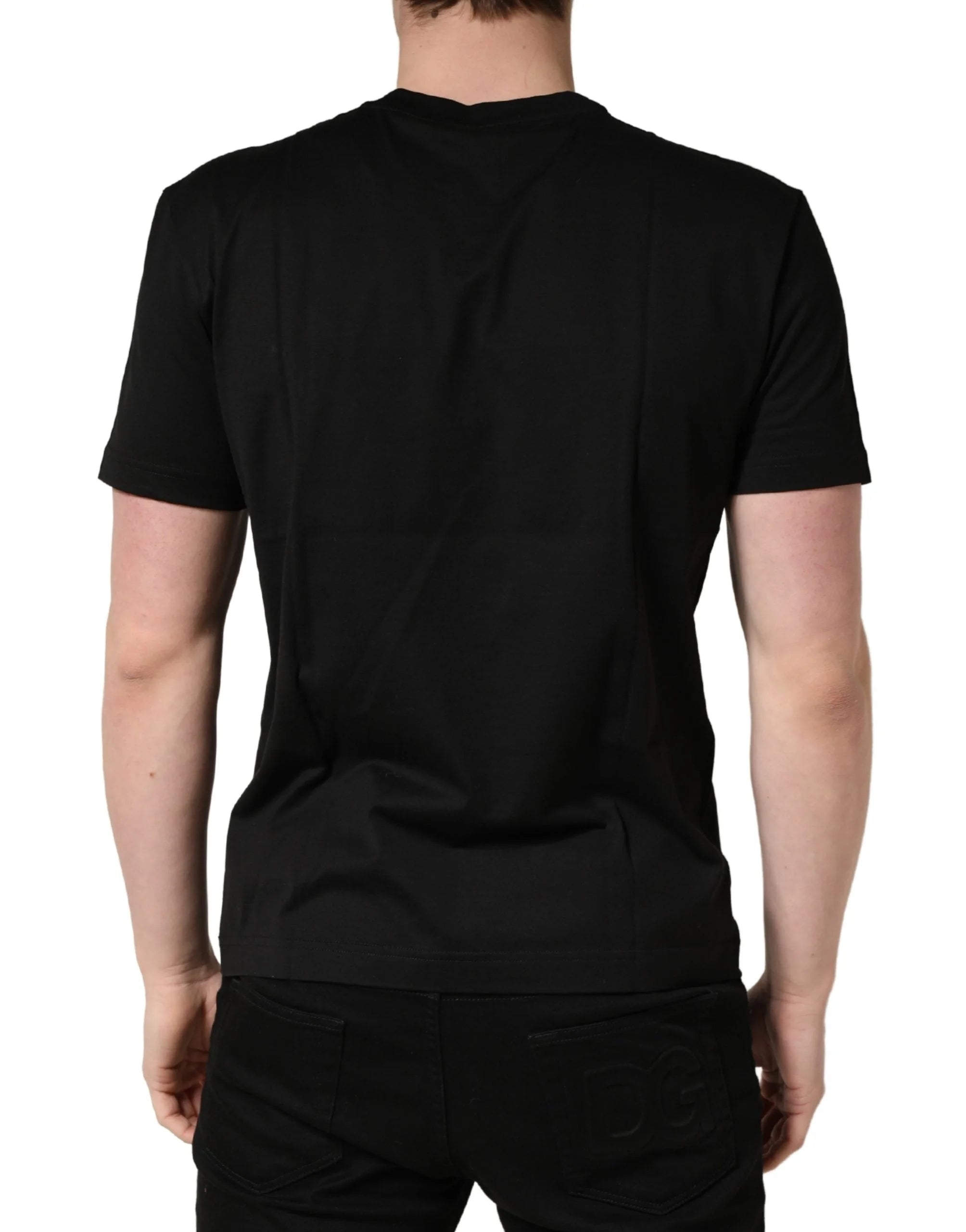 +39 MASQ Black Logo DG Print Cotton Crew Neck T-shirt - IT46 | S