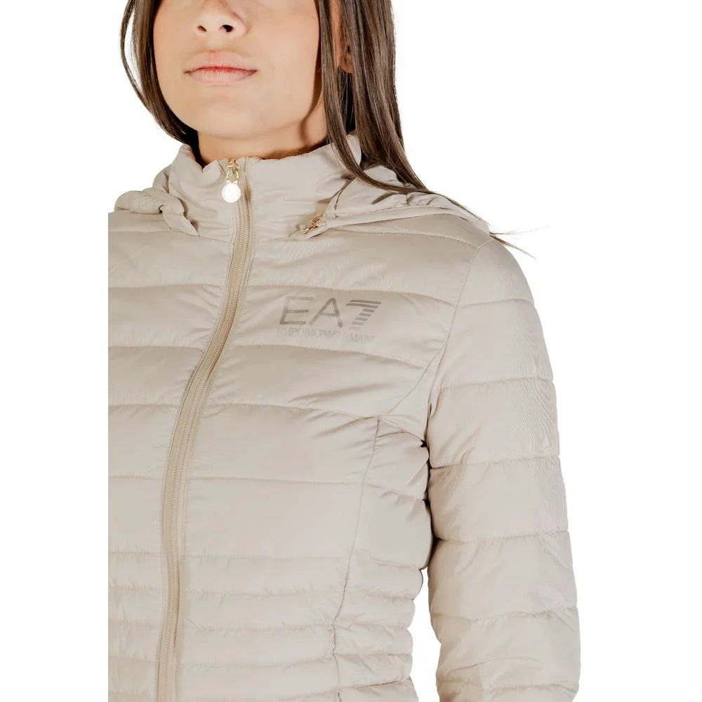 EA7 Emporio Armani Beige Polyester Coat - Puffer Jackets
