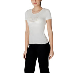 EA7 Emporio Armani Cream Modal T-Shirt - IT38|XS