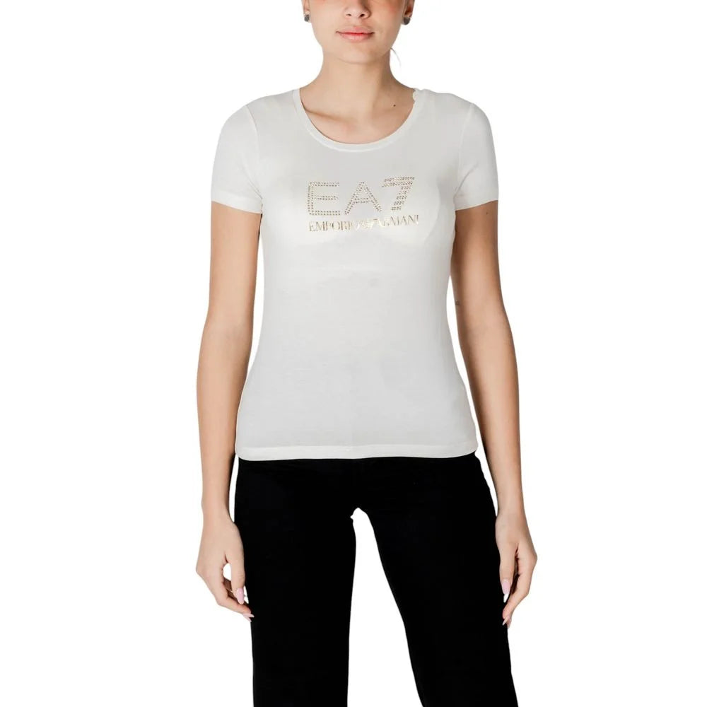 EA7 Emporio Armani Cream Modal T-Shirt - IT38|XS