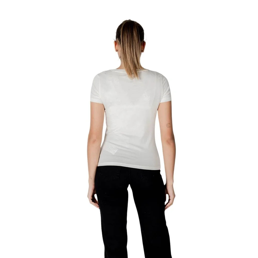 EA7 Emporio Armani Cream Modal T-Shirt - IT38|XS
