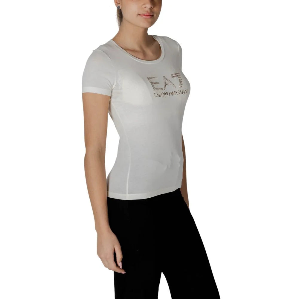 EA7 Emporio Armani Cream Modal T-Shirt - IT38|XS
