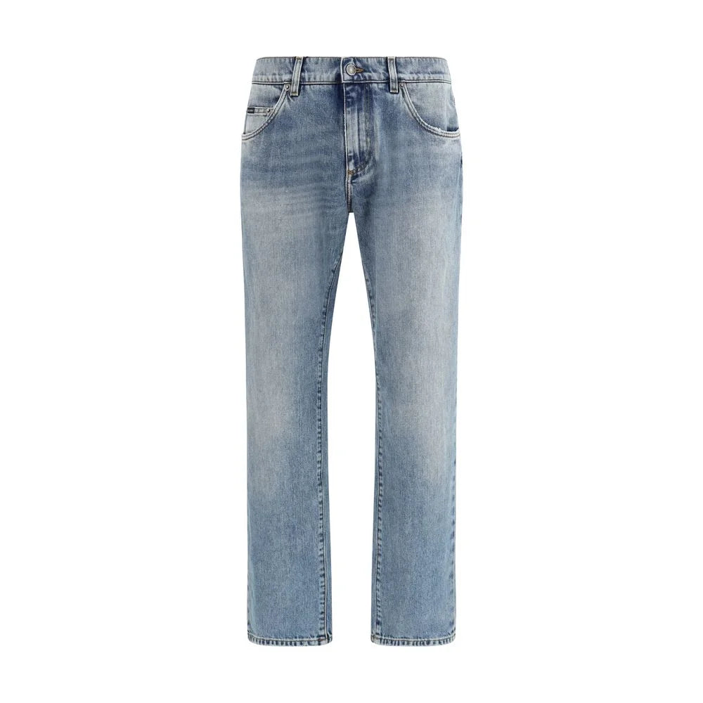Dolce & Gabbana Blue Cotton Straight-Leg Jeans
