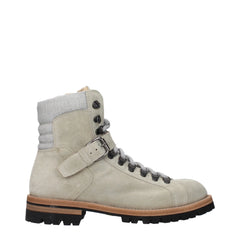 Eleventy Beige Leather Ankle Boots