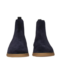 Eleventy Blue Leather Ankle Boots