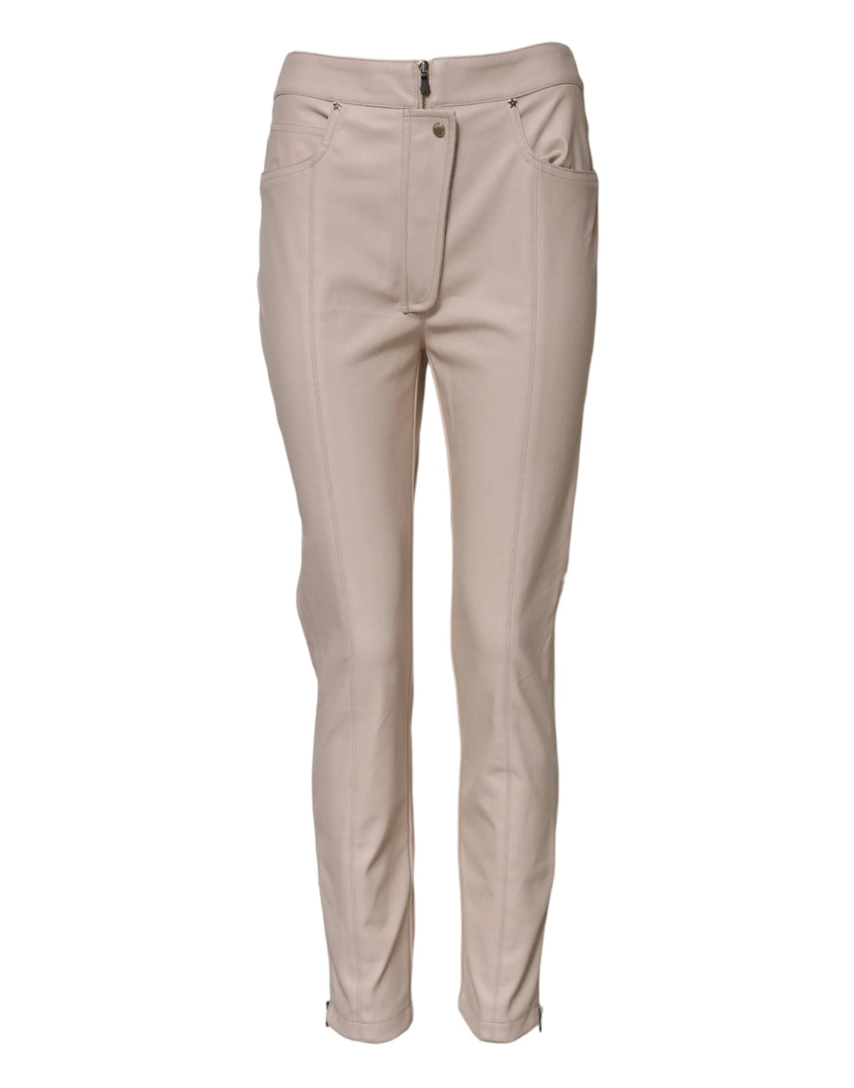 Elisabetta Franchi Beige High Waist Tapered Pants - IT42|M - Trousers