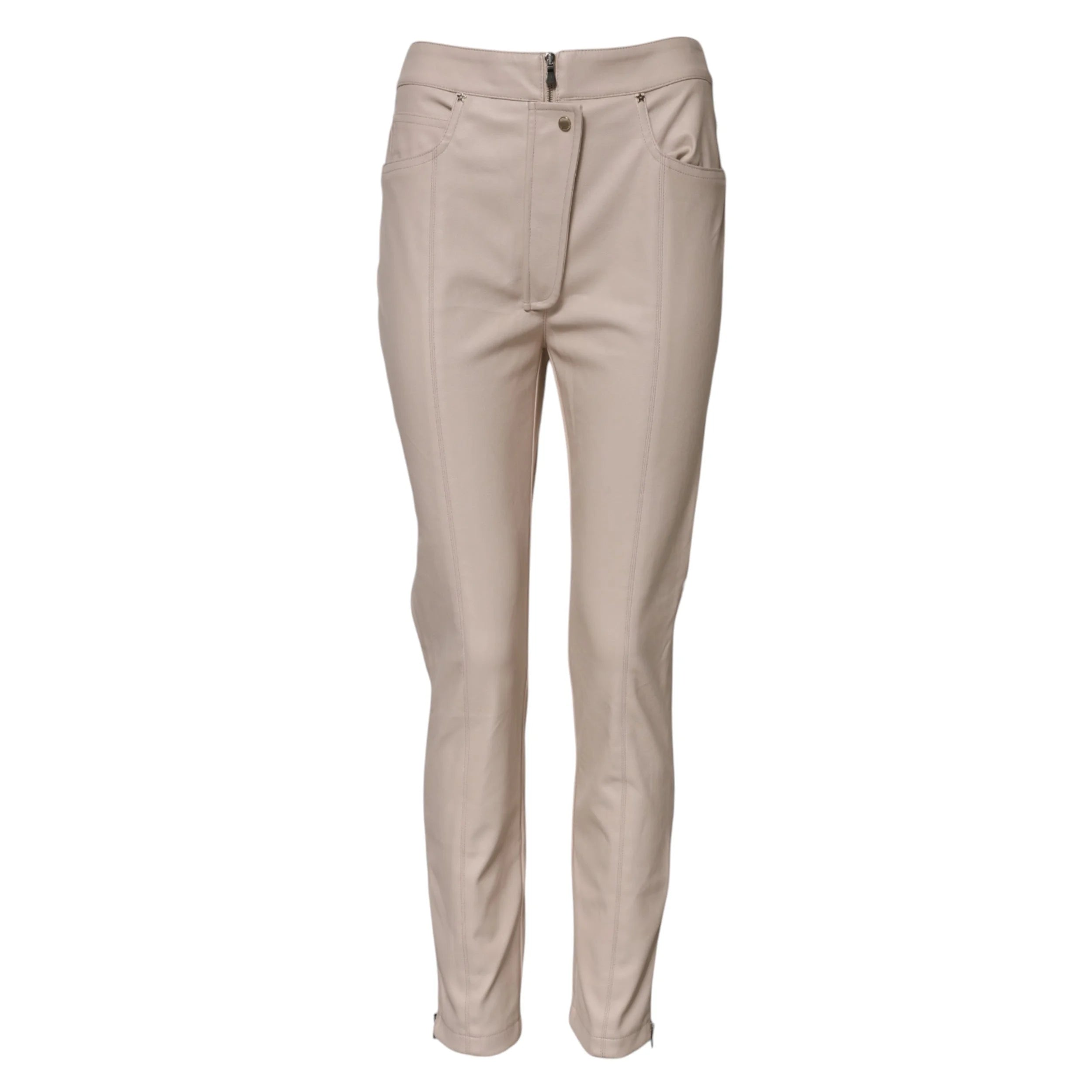 Elisabetta Franchi Beige High Waist Tapered Pants - IT42|M - Trousers