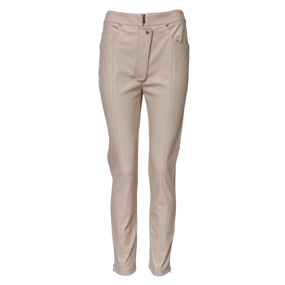 Elisabetta Franchi Beige High Waist Tapered Pants - IT42|M - Trousers