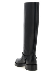 Elisabetta Franchi Black Calfskin Over The Knee - EU40/US10