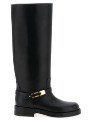 Elisabetta Franchi Black Calfskin Over The Knee - EU40/US10