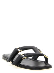 Elisabetta Franchi Black Lambskin Slides
