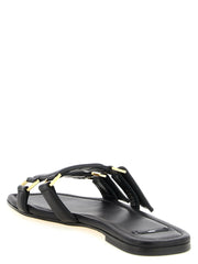 Elisabetta Franchi Black Lambskin Slides