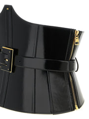 Elisabetta Franchi Black Leather High-Waist Belt - 42