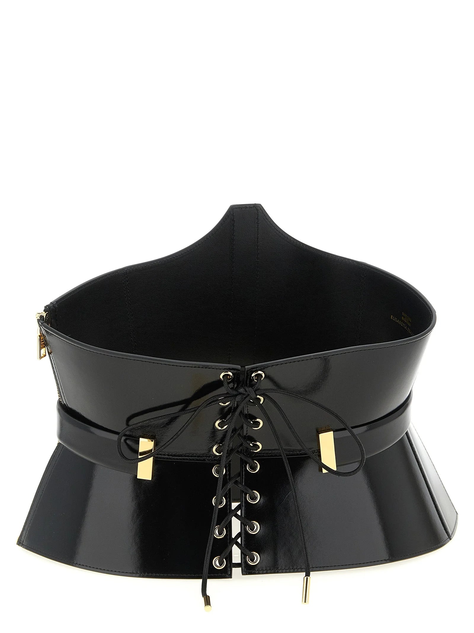 Elisabetta Franchi Black Leather High-Waist Belt - 42