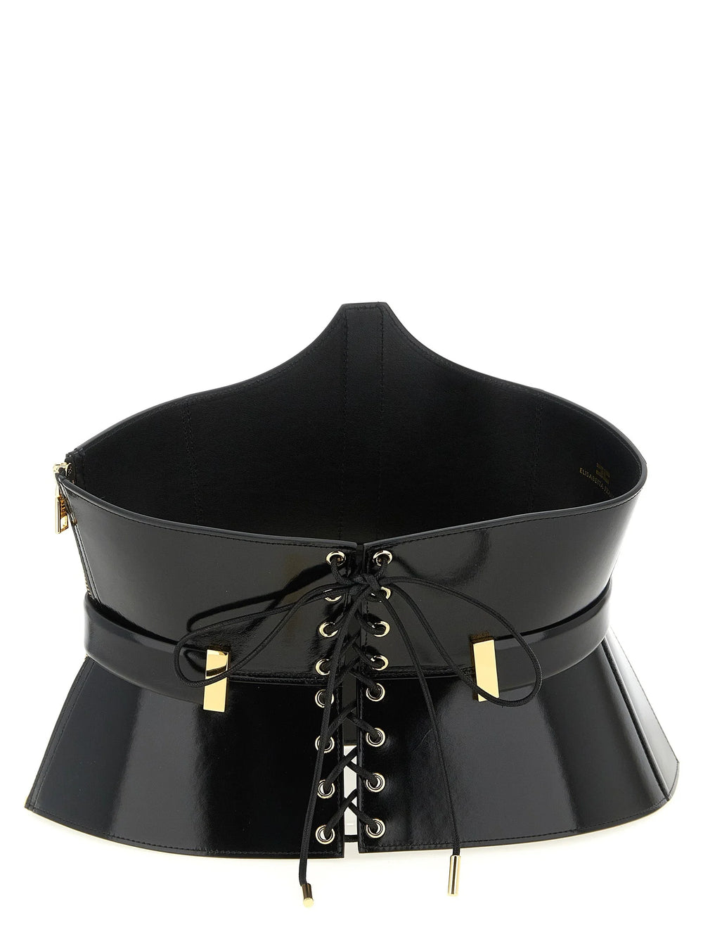 Elisabetta Franchi Black Leather High-Waist Belt - 42