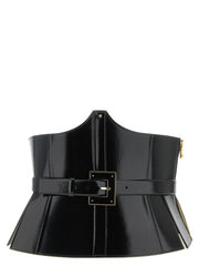 Elisabetta Franchi Black Leather High-Waist Belt - 42