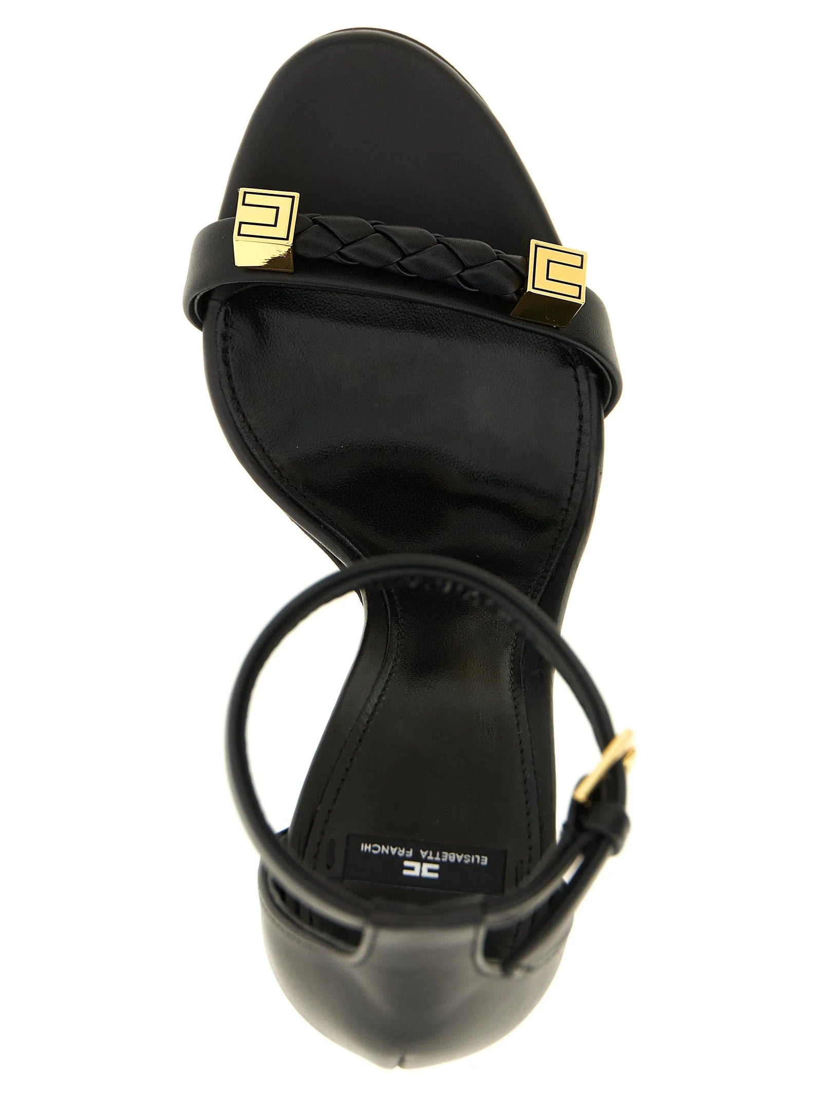 Elisabetta Franchi Black Leather Stiletto Heel Sandals