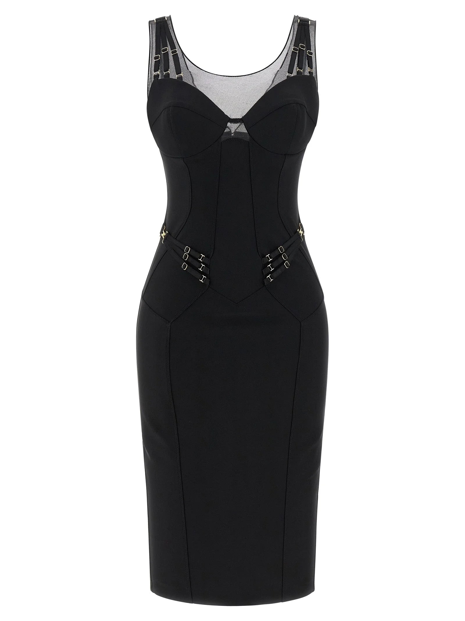 Elisabetta Franchi Black Polyamide Midi Dress