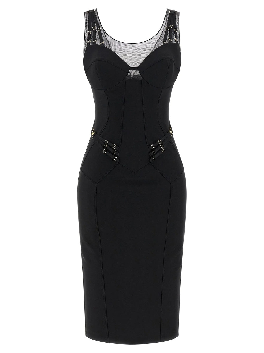 Elisabetta Franchi Black Polyamide Midi Dress