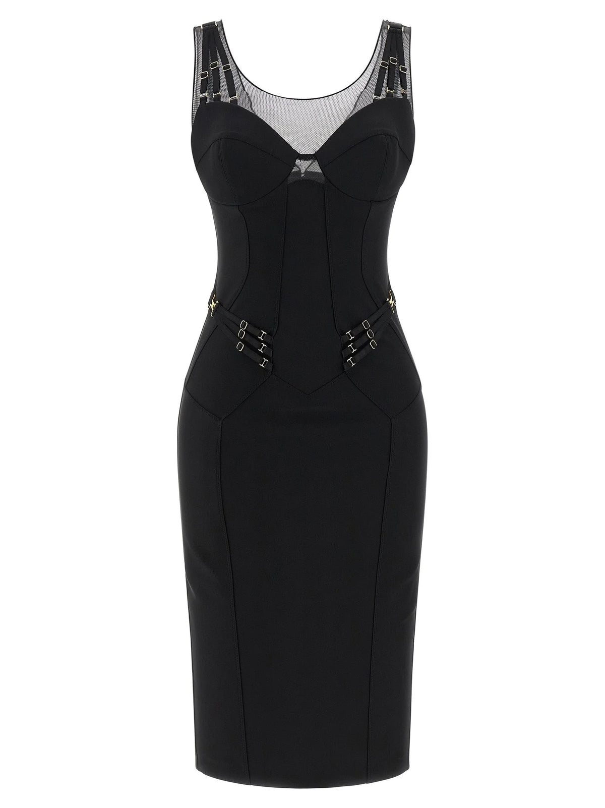 Elisabetta Franchi Black Polyamide Midi Dress