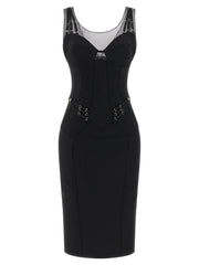 Elisabetta Franchi Black Polyamide Midi Dress