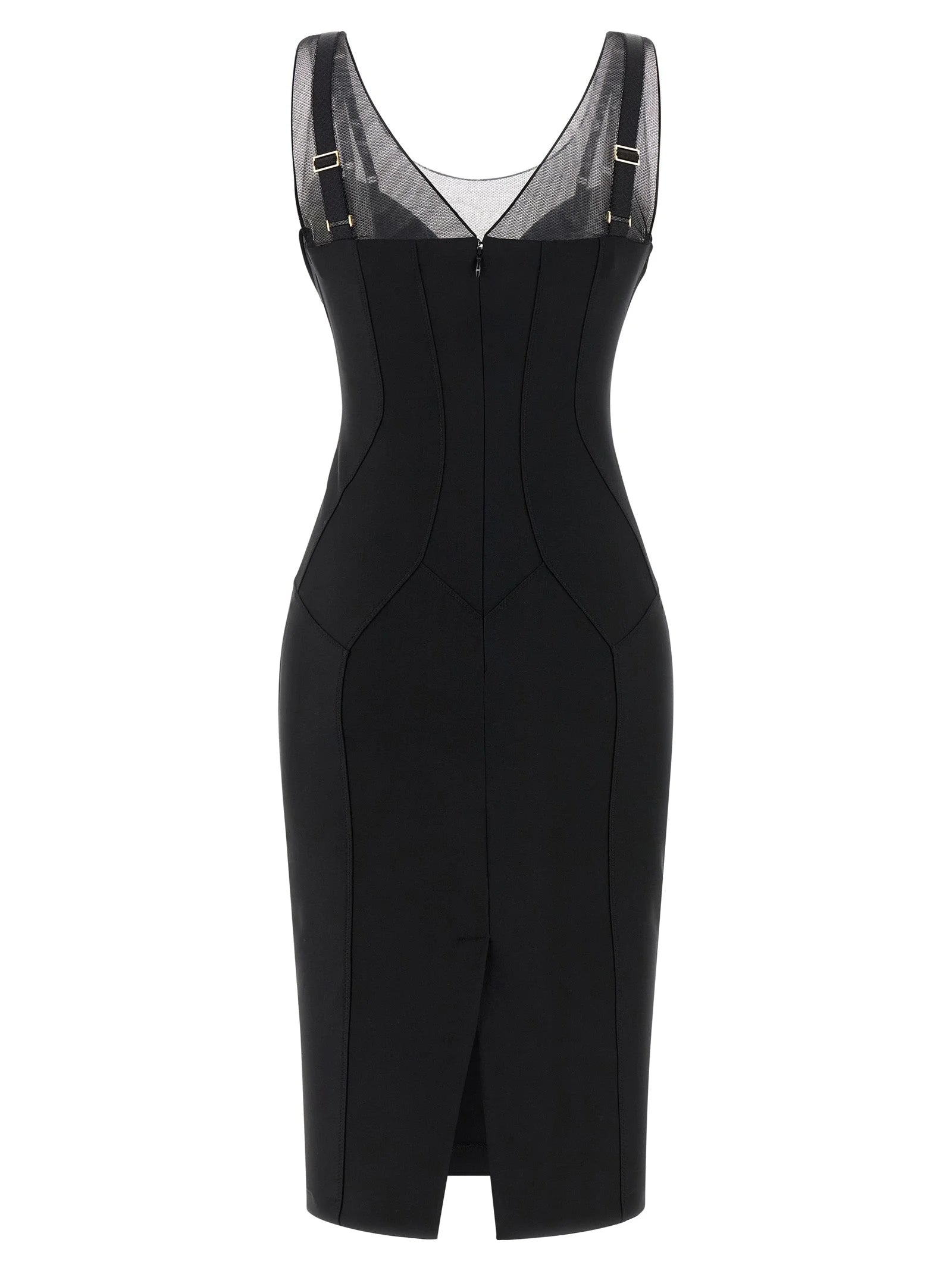 Elisabetta Franchi Black Polyamide Midi Dress