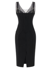 Elisabetta Franchi Black Polyamide Midi Dress