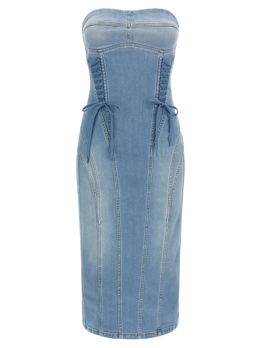 Elisabetta Franchi Blue Cotton Midi Dress