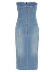 Elisabetta Franchi Blue Cotton Midi Dress