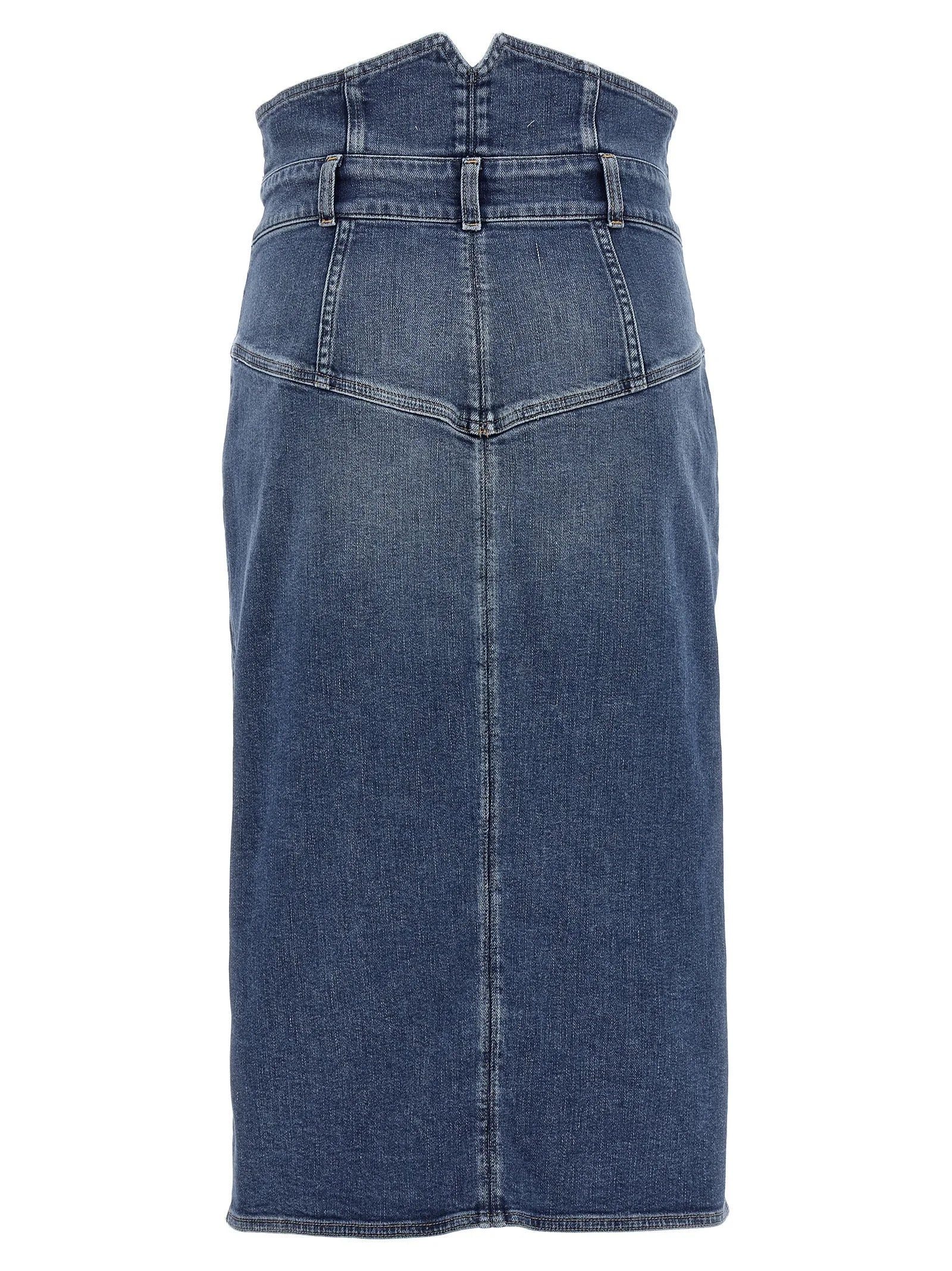 Elisabetta Franchi Blue Cotton Midi Skirt - IT42