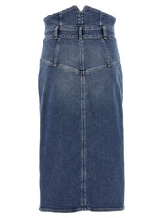 Elisabetta Franchi Blue Cotton Midi Skirt - IT42