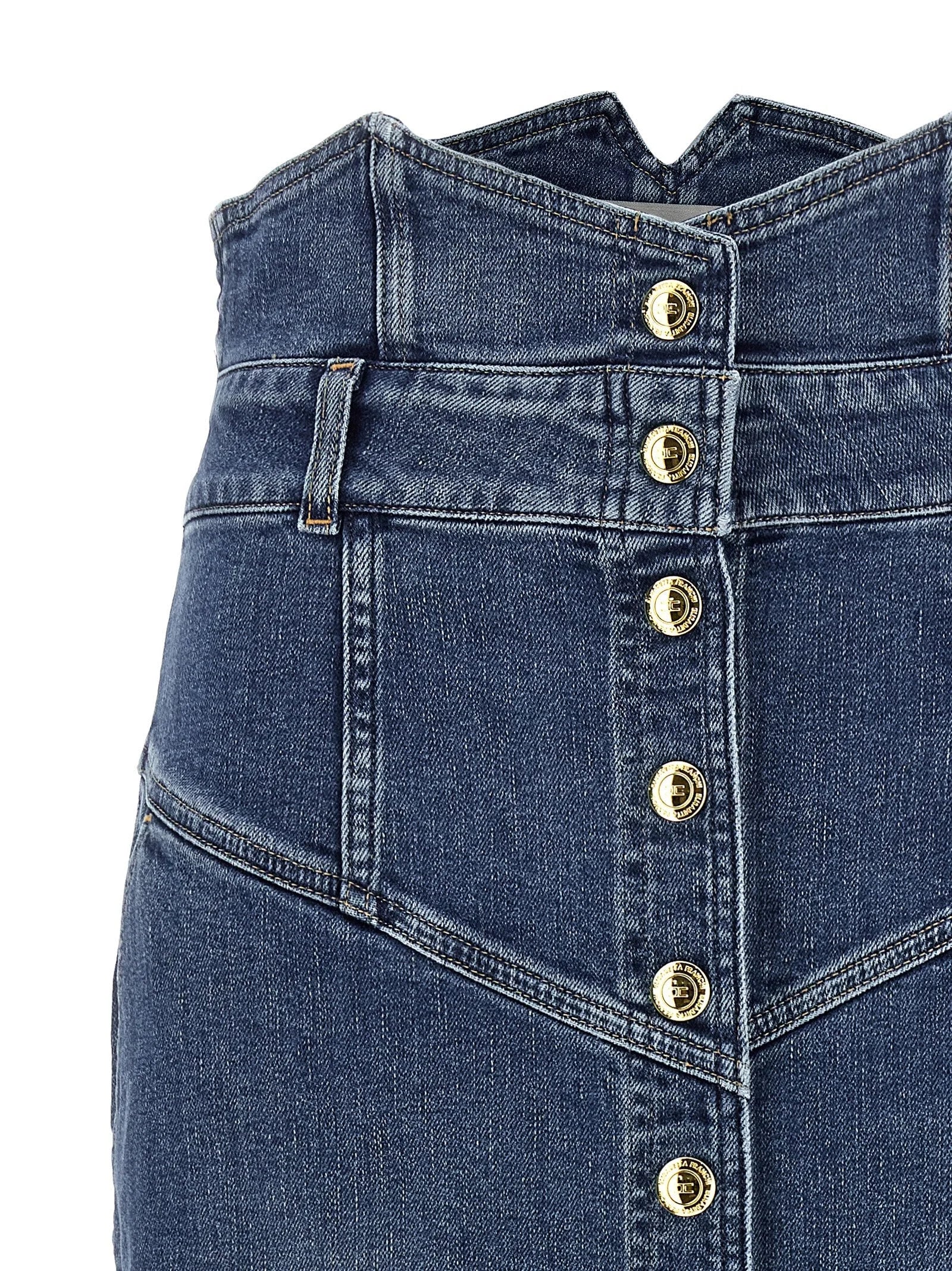 Elisabetta Franchi Blue Cotton Midi Skirt - IT42