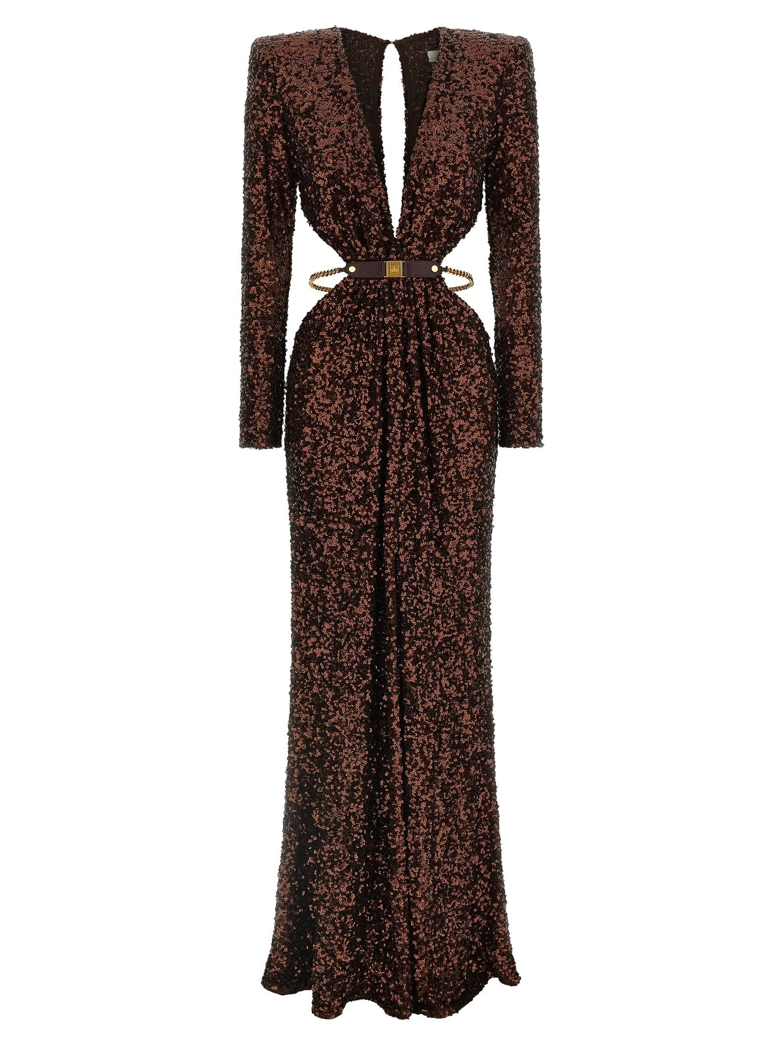 Elisabetta Franchi Brown Polyester Long Dress - IT40