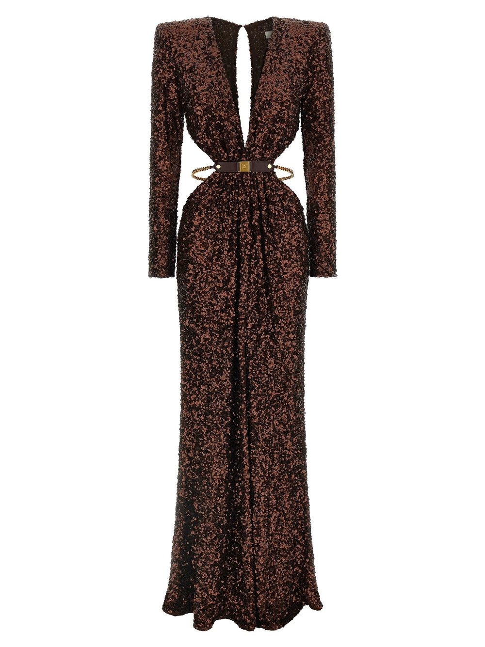 Elisabetta Franchi Brown Polyester Long Dress - IT40
