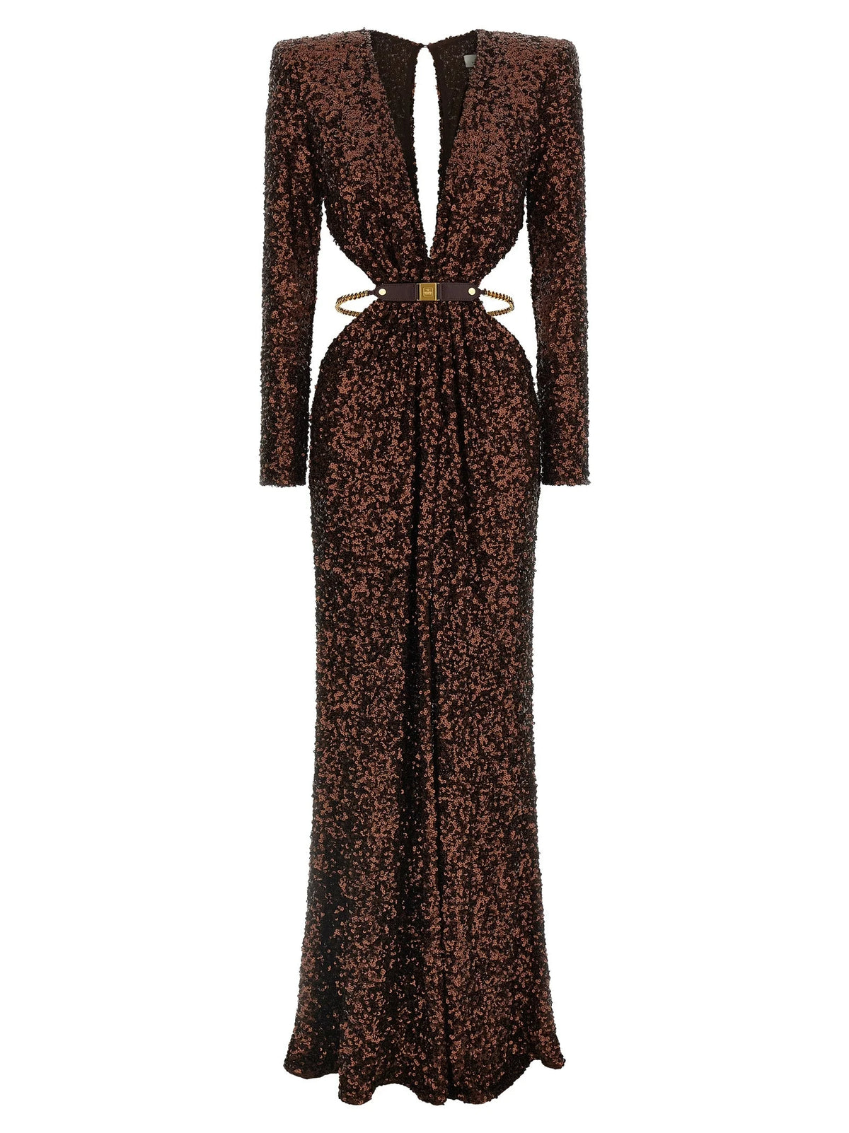Elisabetta Franchi Brown Polyester Long Dress - IT40