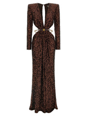 Elisabetta Franchi Brown Polyester Long Dress - IT40