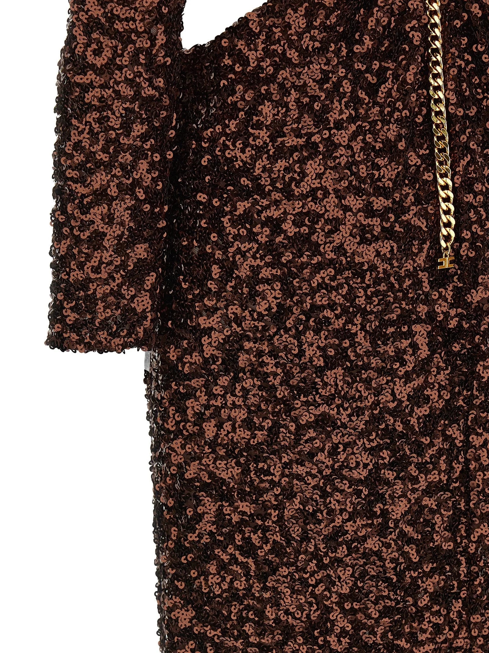 Elisabetta Franchi Brown Polyester Long Dress - IT40