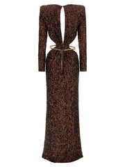 Elisabetta Franchi Brown Polyester Long Dress - IT40