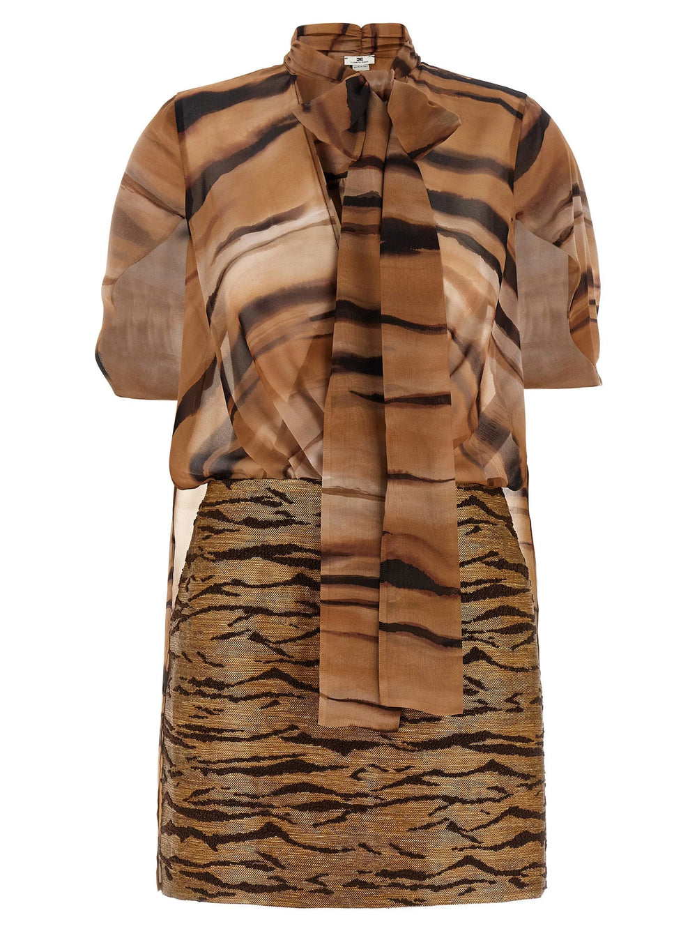 Elisabetta Franchi Brown Polyester Short Dress