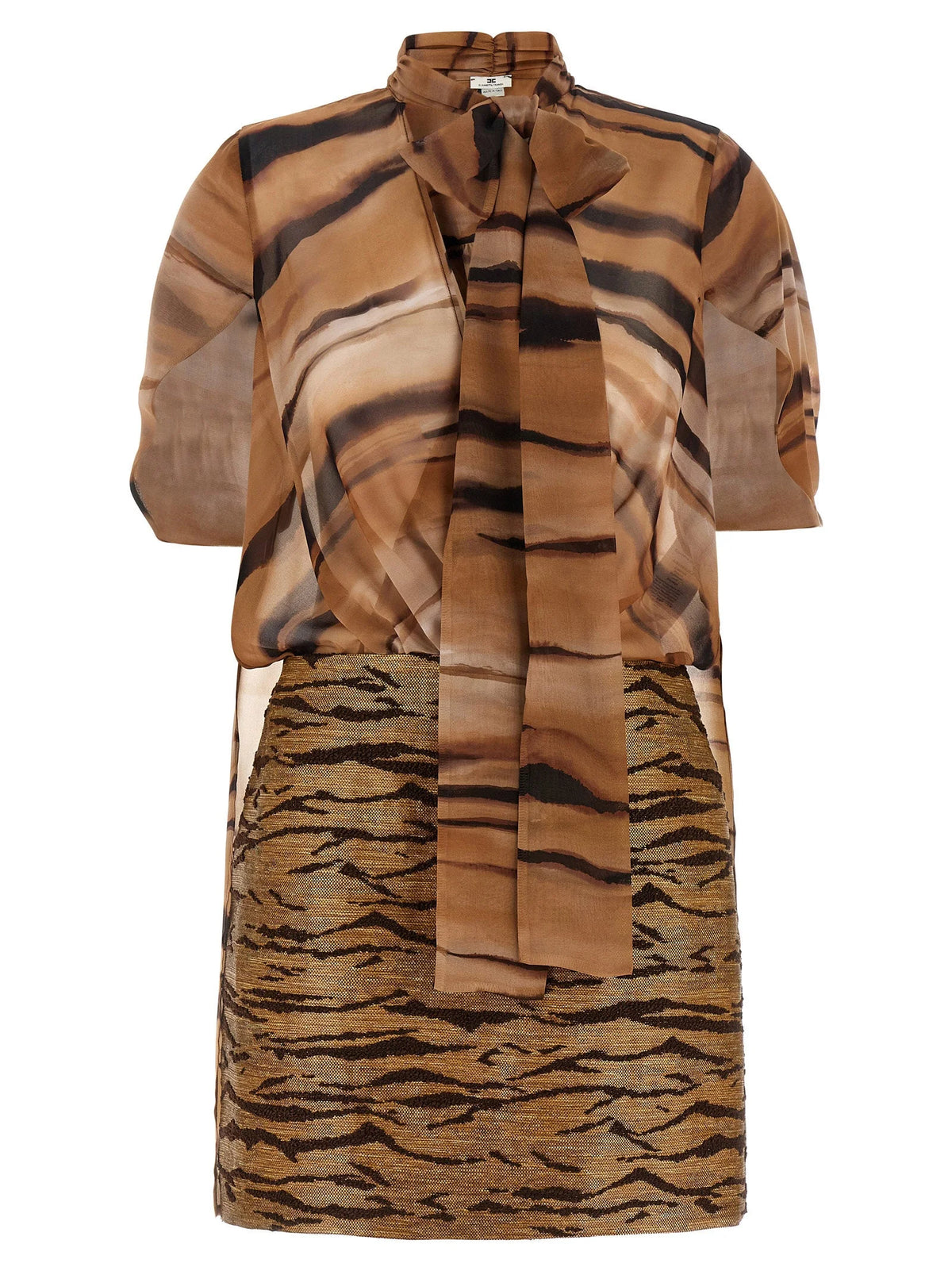 Elisabetta Franchi Brown Polyester Short Dress