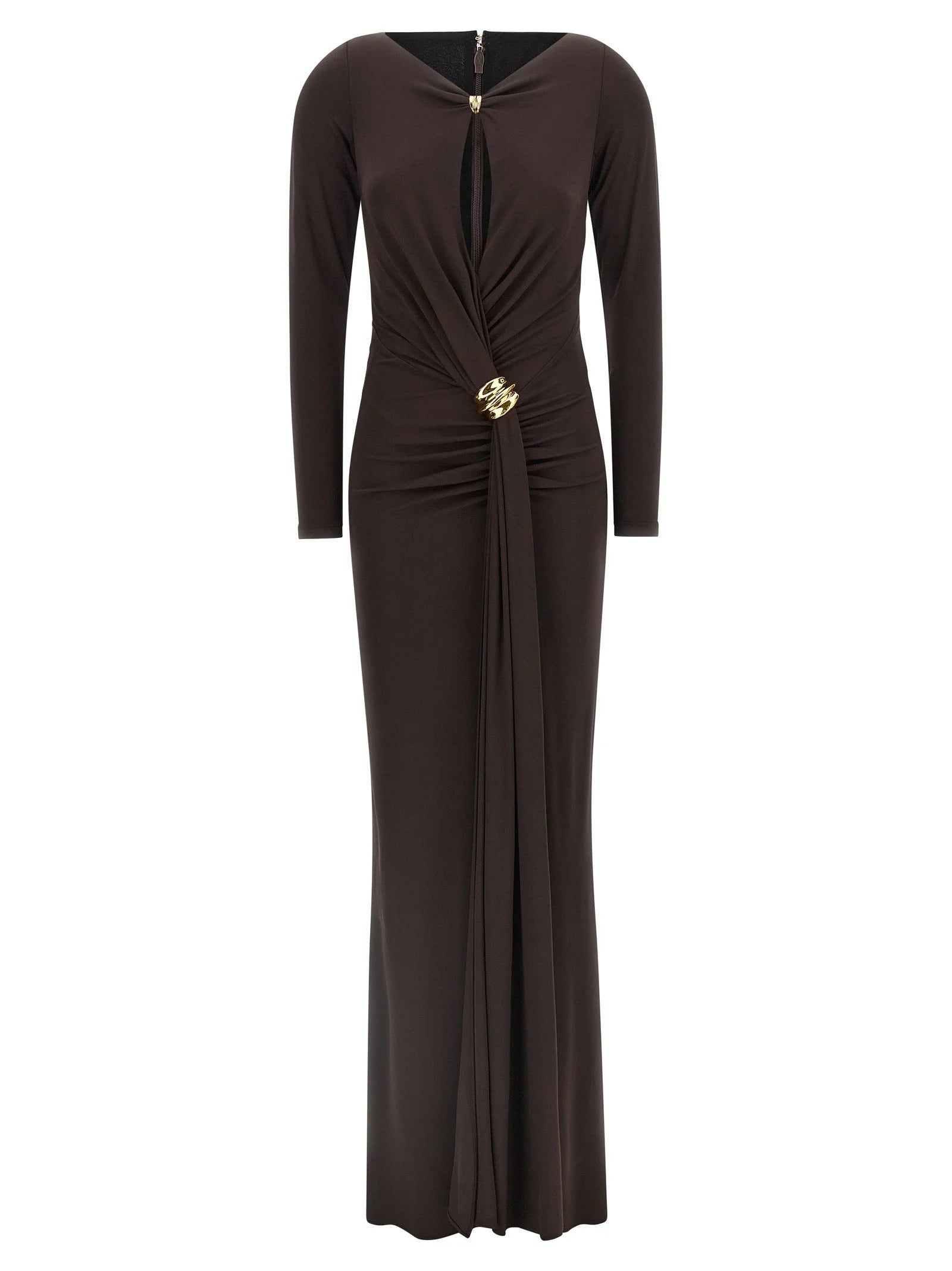 Elisabetta Franchi Brown Viscose Long Dress
