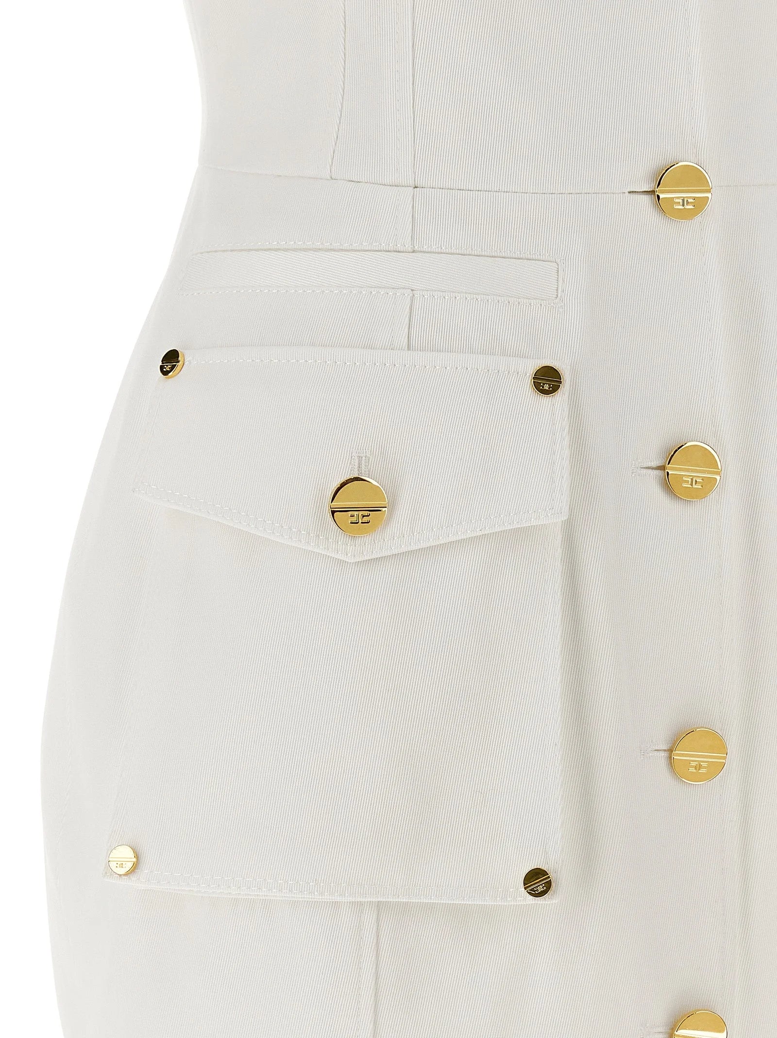 Elisabetta Franchi White Cotton Short Dress