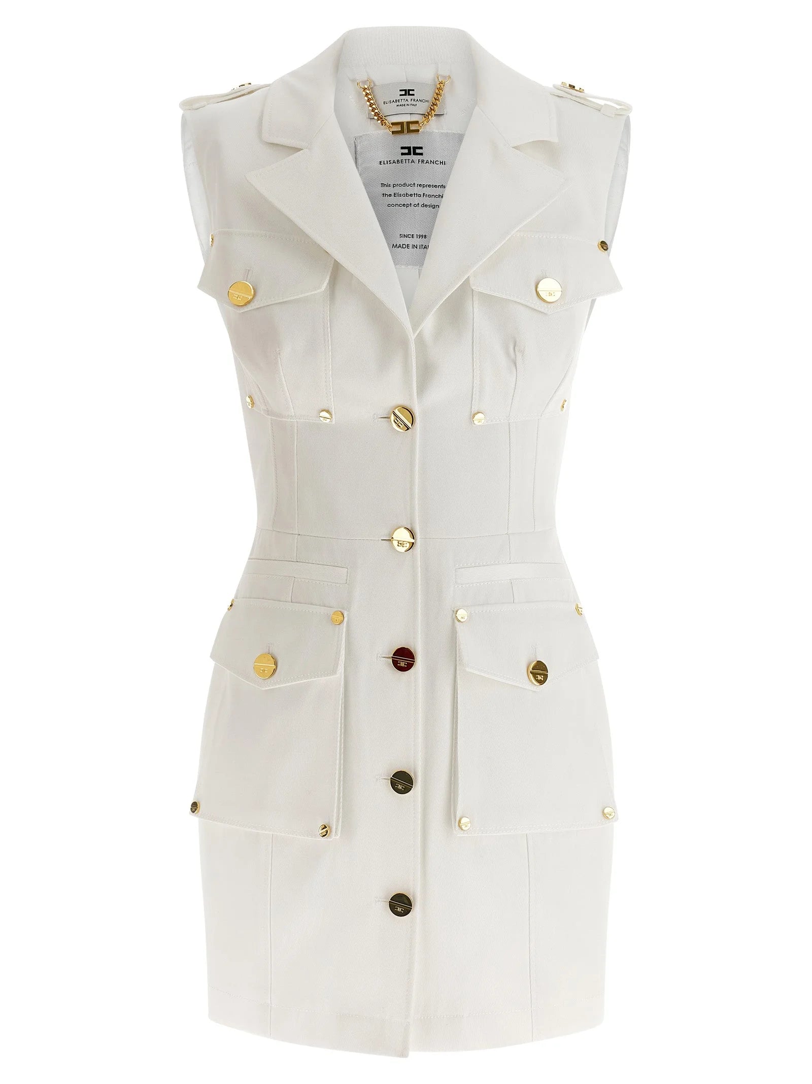 Elisabetta Franchi White Cotton Short Dress