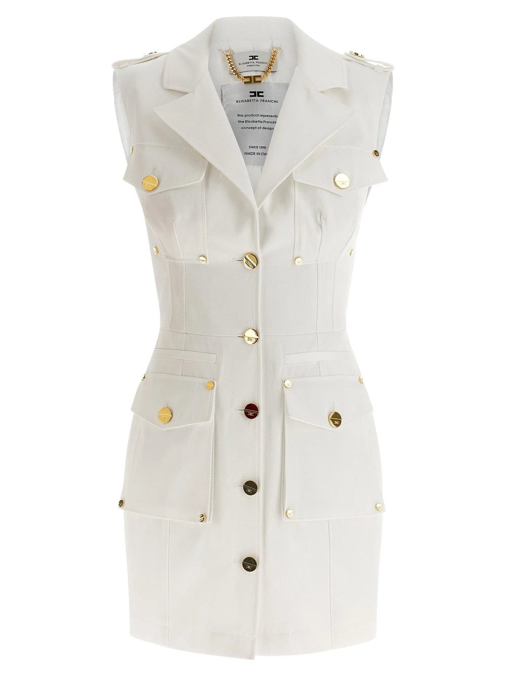 Elisabetta Franchi White Cotton Short Dress