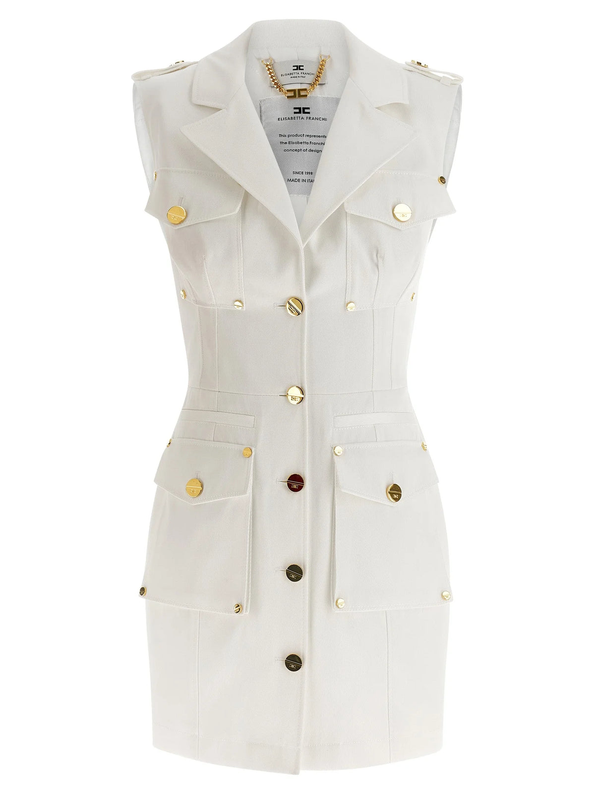 Elisabetta Franchi White Cotton Short Dress